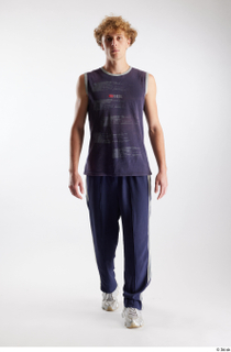 Urien  1 blue tank top blue track pants dressed…